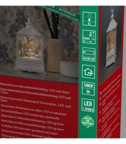 Lanterne De Noël Blanche, Père Noël Volant Au-Dessus D'Un Village