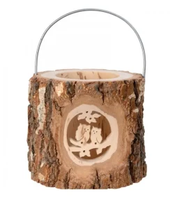 Lanterne Photophore En Bois, Couple D'Hiboux