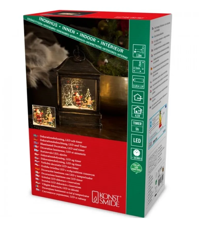 Lanterne Père Noël Sous LÀ Neige Avec Enfant, 25 Cm