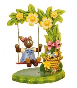 Lapin De Paques En Bois Et Balancoire Fleurie