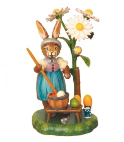 Lapin De Paques En Bois Peintre D'Oeufs Colores