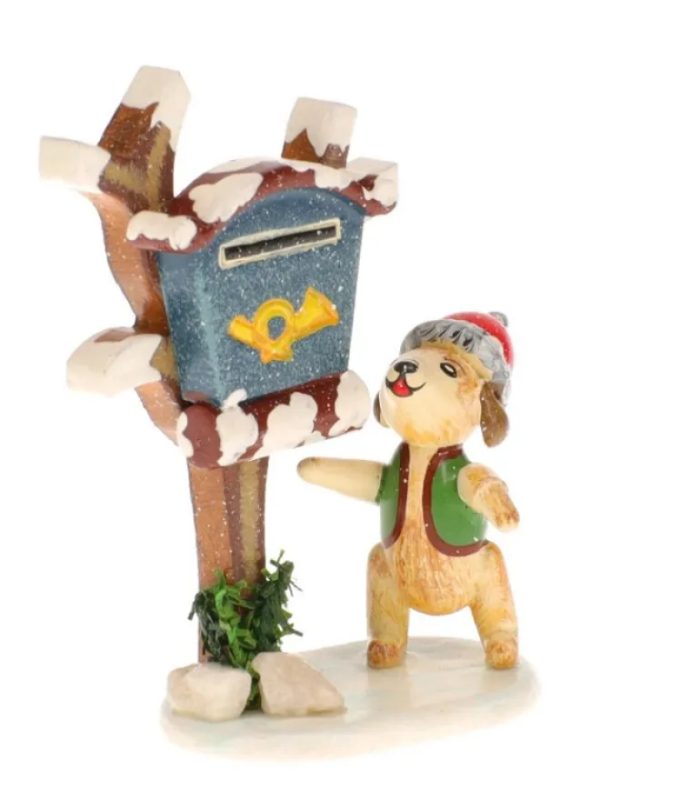 Livreur De Journaux, Chien - Village De Noël Miniature