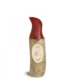 Lutin En Bois Père Noël Avec Bonnet Rouge Peint, 7 Cm