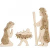 Marie, Joseph Et Enfant Jesus En Ecorce De Bois, 10 Cm