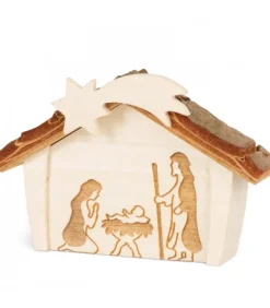 Mini Crèche De Noël En Bois 4 Cm, Avec Nativite Gravee Au Laser