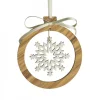 Pendentif En Bois D'Olivier 7Cm, Motif Cristal De Neige N°2