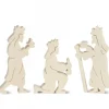 Personnages De Crèche, Rois Mages Bois Naturel, 10 Cm