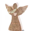 Petit Ange De Noël En Bois, Avec Coeur Et Echarpe, 6,5 Cm