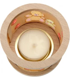 Petit Photophore En Bois, Famille Oursons