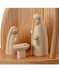 Petite Crèche Moderne En Bois Avec Un Palmier Et La Nativite