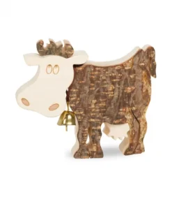 Petite Vache En Bois, 6 Cm