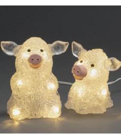 Petits Cochons Lumineux En Acrylique Led 12,5 Cm, Lot De 5