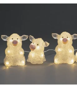 Petits Cochons Lumineux En Acrylique Led 12,5 Cm, Lot De 5