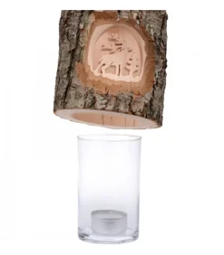 Photophore En Bois Cisele, Cerf En Foret