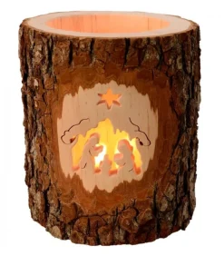 Photophore En Bois Cisele, Crèche De Noël Et Etoile