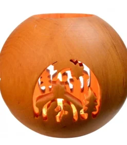 Photophore En Bois, Forme Spherique, Motif Crèche