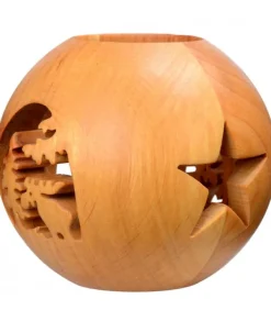 Photophore En Bois Forme Spherique, Motif, Motif Elan