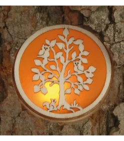 Photophore En Rondin De Bois Avec 3 Motifs Nature