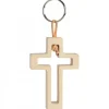 Porte-Clef En Bois Avec Croix Découpee, 5 Cm