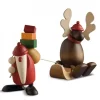 Père Noël En Bois Avec Elan Sur Luge