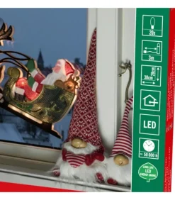 Père Noël Lumineux Avec Rennes Et Traineau