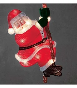 Père Noël Lumineux Grimpeur Sur Une Corde