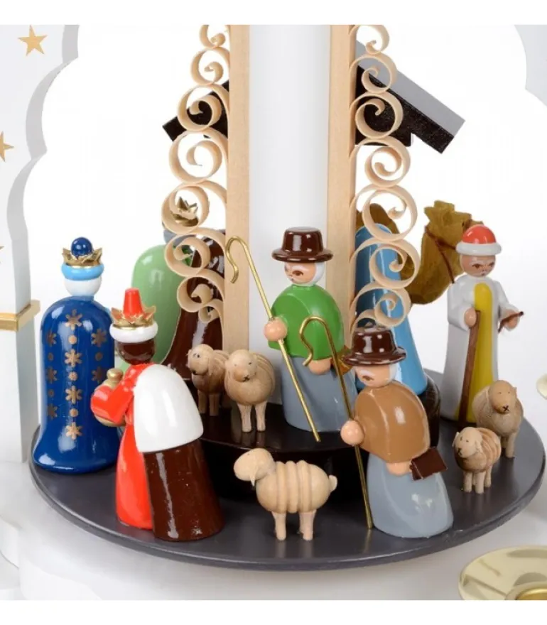 Pyramide Allemande Avec Crèche De Noël Blanche