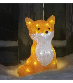 Renard Lumineux A Led En Acrylique, 27 Cm