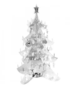 Sapin De Noël Design, Metal Argente, 19 Cm