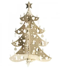Sapin De Noël Dore Moderne En Metal, 12 Cm