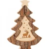 Sapin De Noël En Bois Avec Gravure Cerf, 15 Cm