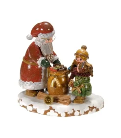 Village De Noël Miniature, Enfants Et Père Noël