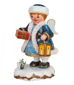 Village De Noël Miniature, Figurine Ange Avec Paquet